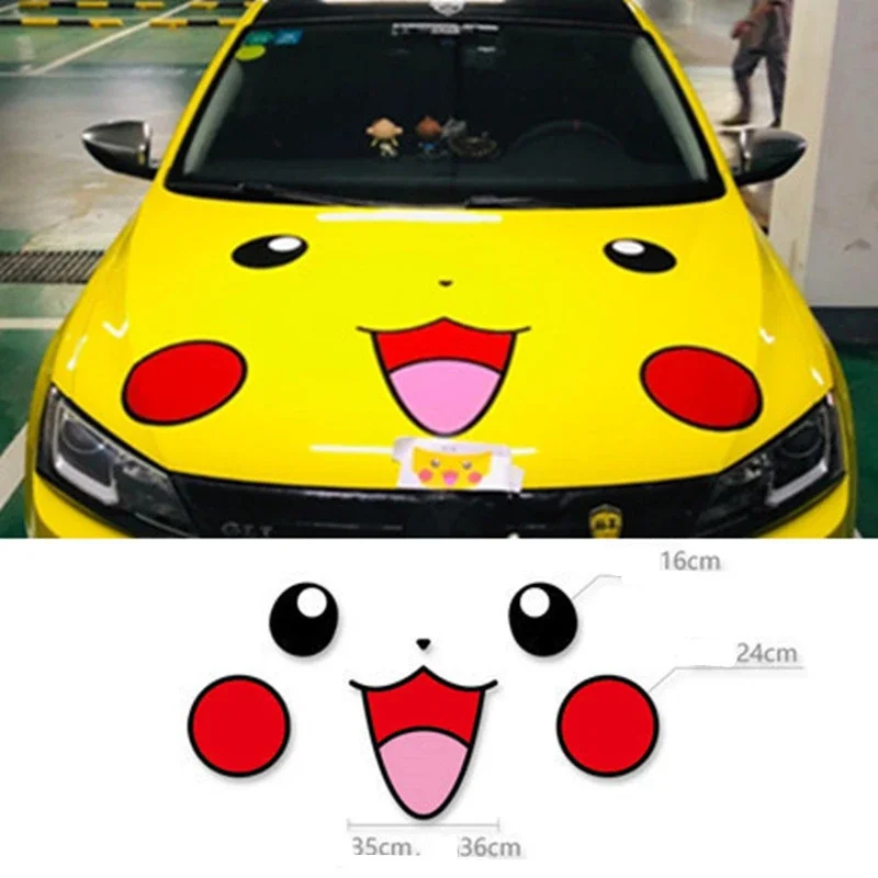 Pokemon Car Hood Decoration Sticker Cartoon Pikachu Expression Sticker Animation Peripheral Children\'s Toys Birthday Gift