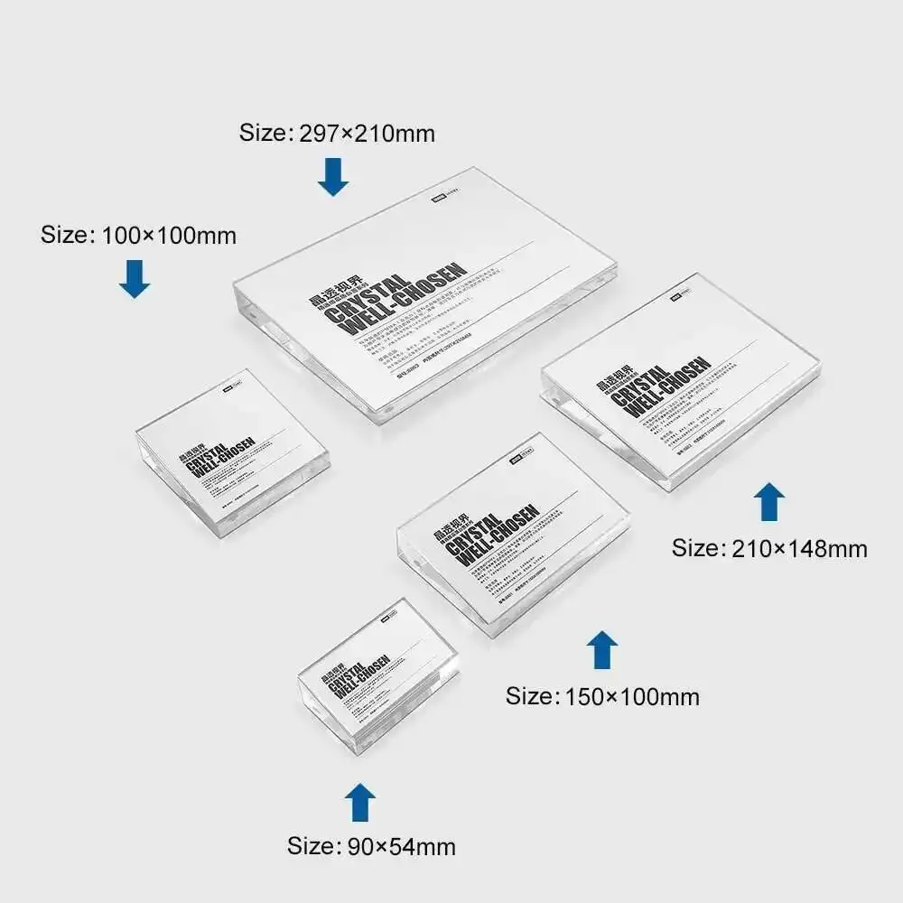 1pcs 90*55mm Crystal Acrylic Sign Board 32mm Thick Desktop Bevel Information Display Card High