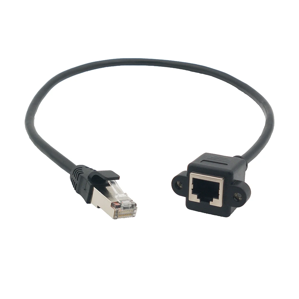 

30 см кабель RJ45 между мужчинами и женщинами, скорость Cat5 Cat5e, винтовое крепление на панели, сетевой удлинительный кабель Ethernet LAN