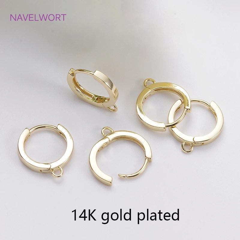 14K vergulde messing oorbellen haken ronde hoepel oorbellen, oorbel armaturen, bevestigingsmiddelen voor oorbellen, DIY oorbel maken accessoires