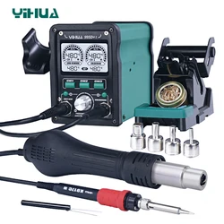 YIHUA 995D+I New Upgraded 810W Soldering Station LCD Digital Display 2 In 1 Hot Air Gun Rework 110W Soldering Iron Welding Tools