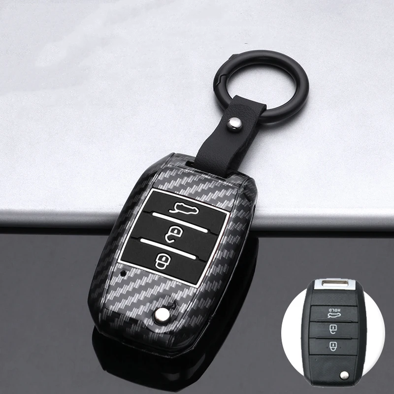 Carbon Car Flip Key Case Cover Shell For KIA Rio 3 K2 Ceed Cerato K3 K5 Sorento Sportage Soul K4 Picanto Optima Forte Stinger