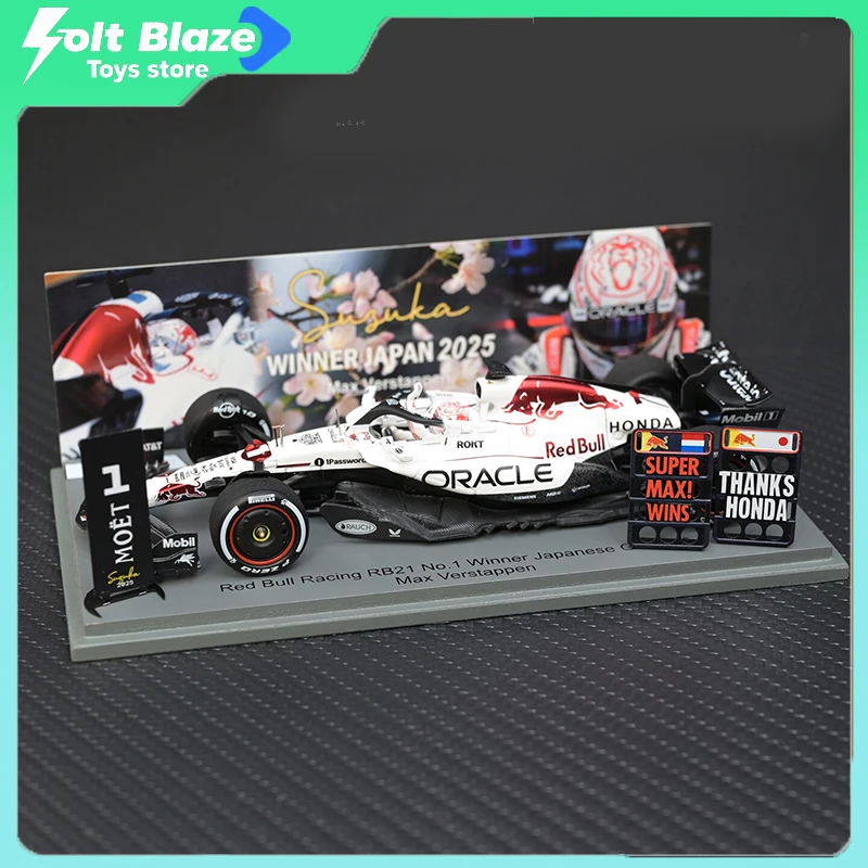 

SPARK 1/43 Oracle Red Bull RB21 # Модель болида Формулы-1 Max Verstappen 2025, победитель Гран-при Японии, специальная ливрея White Bull, из смолы, подарок для мальчиков
