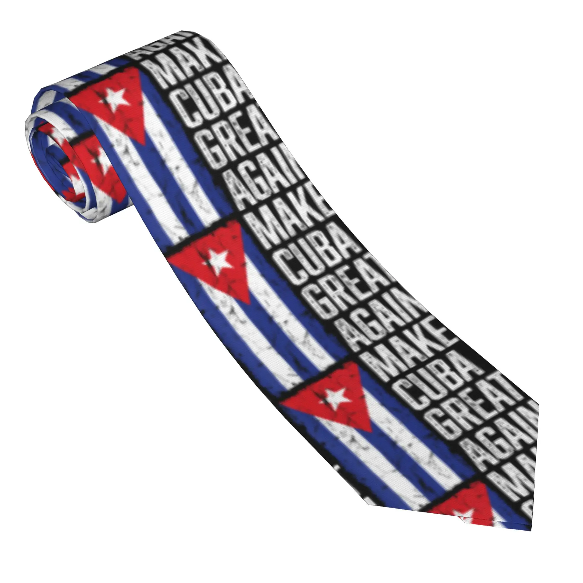 Make Cuba Great Again Cuban Flag  Tie  Custom DIY Neck Ties Classic Casual Collar Tie Adult Leisure Necktie Accessories