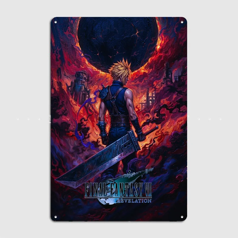 Cloud Strife Final Fantasy Revelation Poster Metal Tin Sign Indoor Outdoor Home Decor Bar Custom Posters Wall Room Decorations