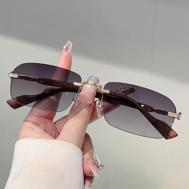 GM LUMIAS Randlose rechteckige Sonnenbrille für Herren, 2025, neuer Vintage-Farbverlauf, lässige Farbtöne, Damen, trendiges Markendesign, Outdoor-Sonnenbrille