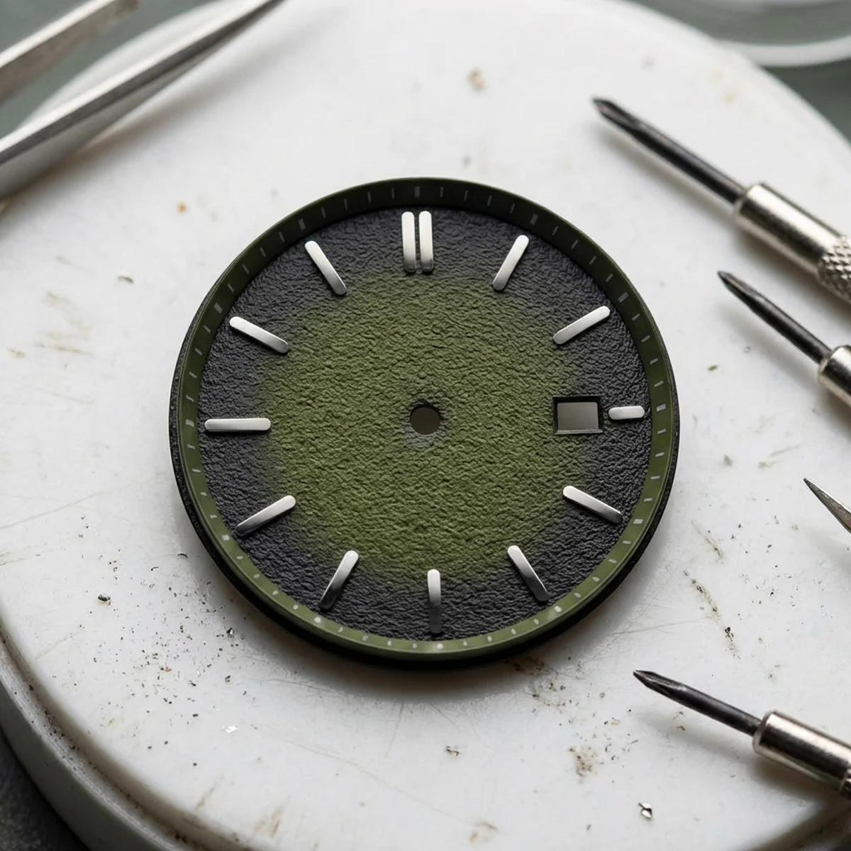 35mm No logo Matte Radial Texture Watch Dial Gradient Suitable for Seiko Grand NH35/36 Movement Carved Case Mod Parts
