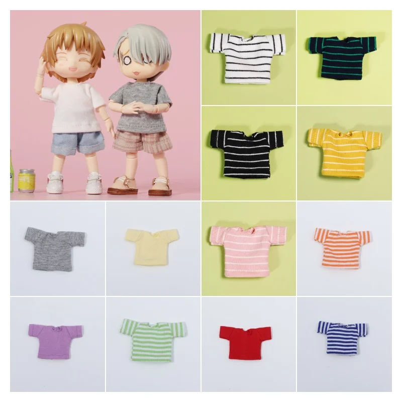 

OB11 doll clothing accessories short sleeved versatile T-shirt obitsu11 GSC plain clothes 12 points BJDMOLLY small fuss 15cm dol