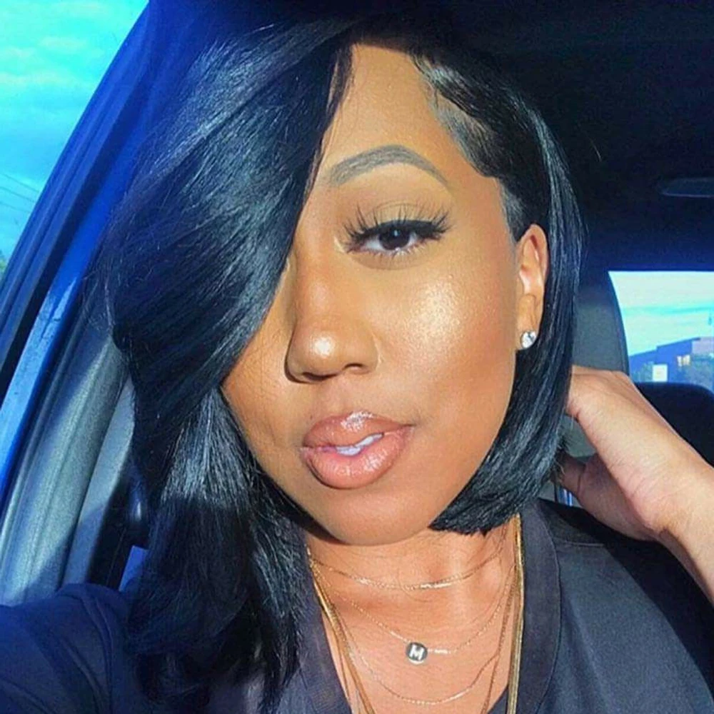 Прямые парики с стрижкой пикси натурального цвета, бразильский парик из человеческих волос Remy с челкой, полностью машинные парики для женщин, повседневная одежда