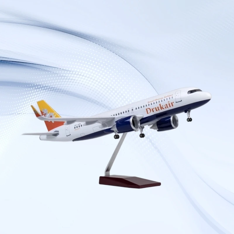 

47CM Scale Aircraft Drukair Airlines A320 Model child toy plane With LED Light Resin Simulation Airplane diecast Collected Gift