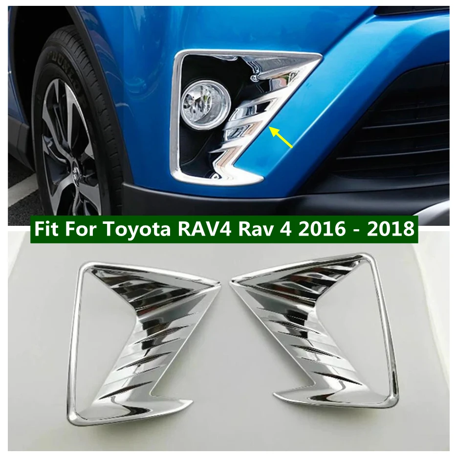 

ABS Chrome Front Bumper Fog Light Lamp Decoration Frame Cover Trim Fit For Toyota RAV4 Rav 4 2016 - 2018 Car Accessories