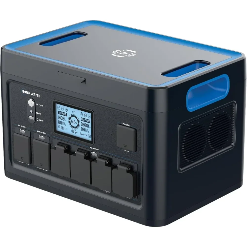 

Portable Power Station 2400-Watt (4800-Watt Peak) 2048Wh - Quiet Solar Generator, Lightweight Solution for Home Backup,