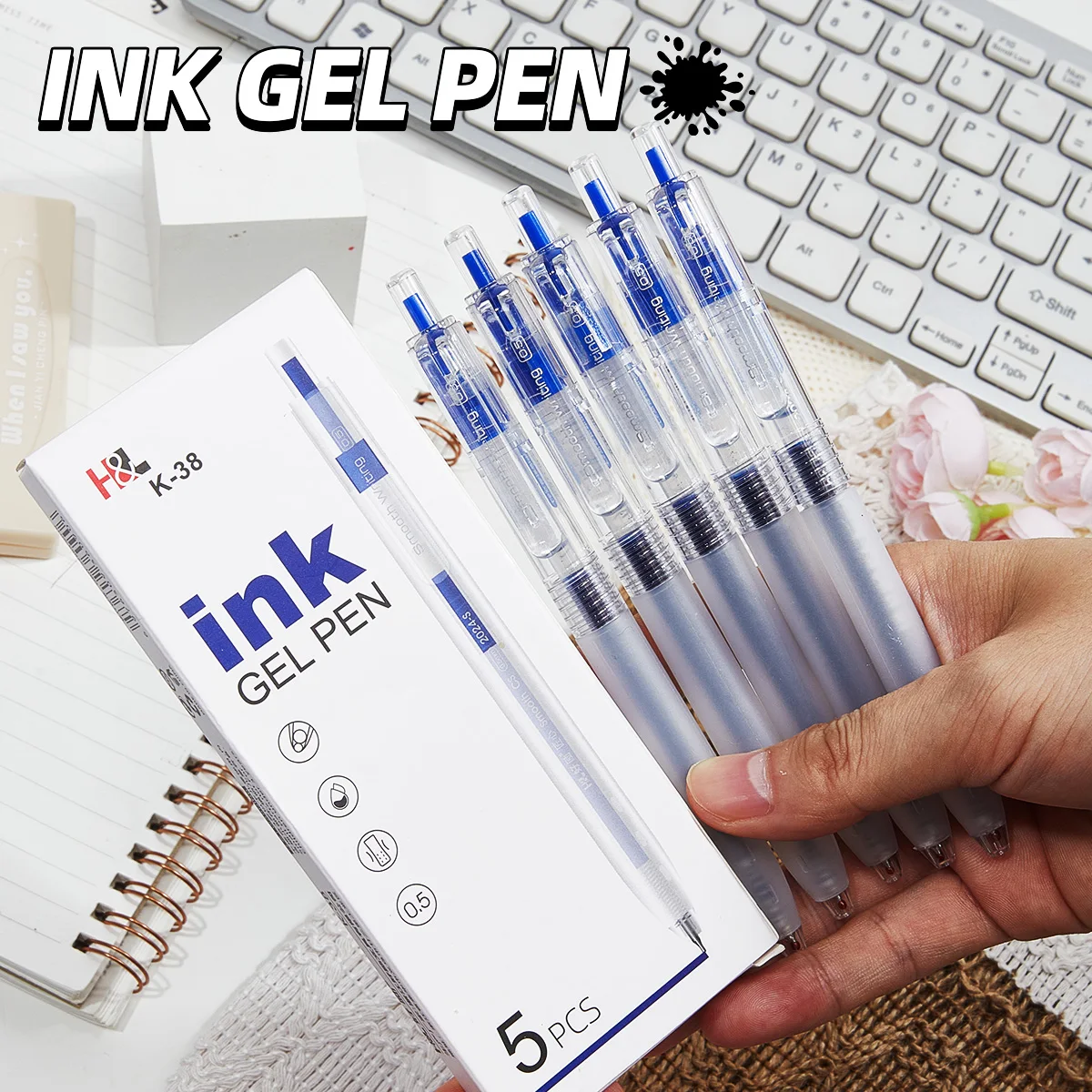 5pcs Essential Gel Pens Set for Nurses, Fun and Versatile Office Supplies, Perfect for School, Available in Black and Blue、Red
