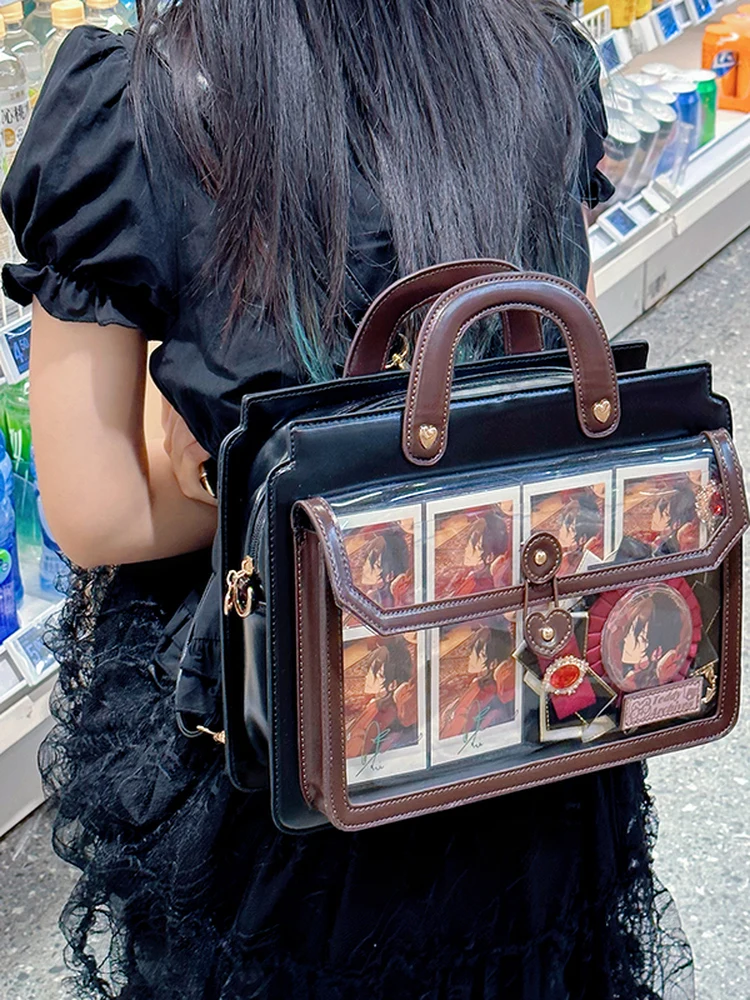 2D アカデミースタイル日本オリジナルロリータ Ita-Bag キャンパスクロスボディバッグ大容量多用途通勤バックパック女性のための