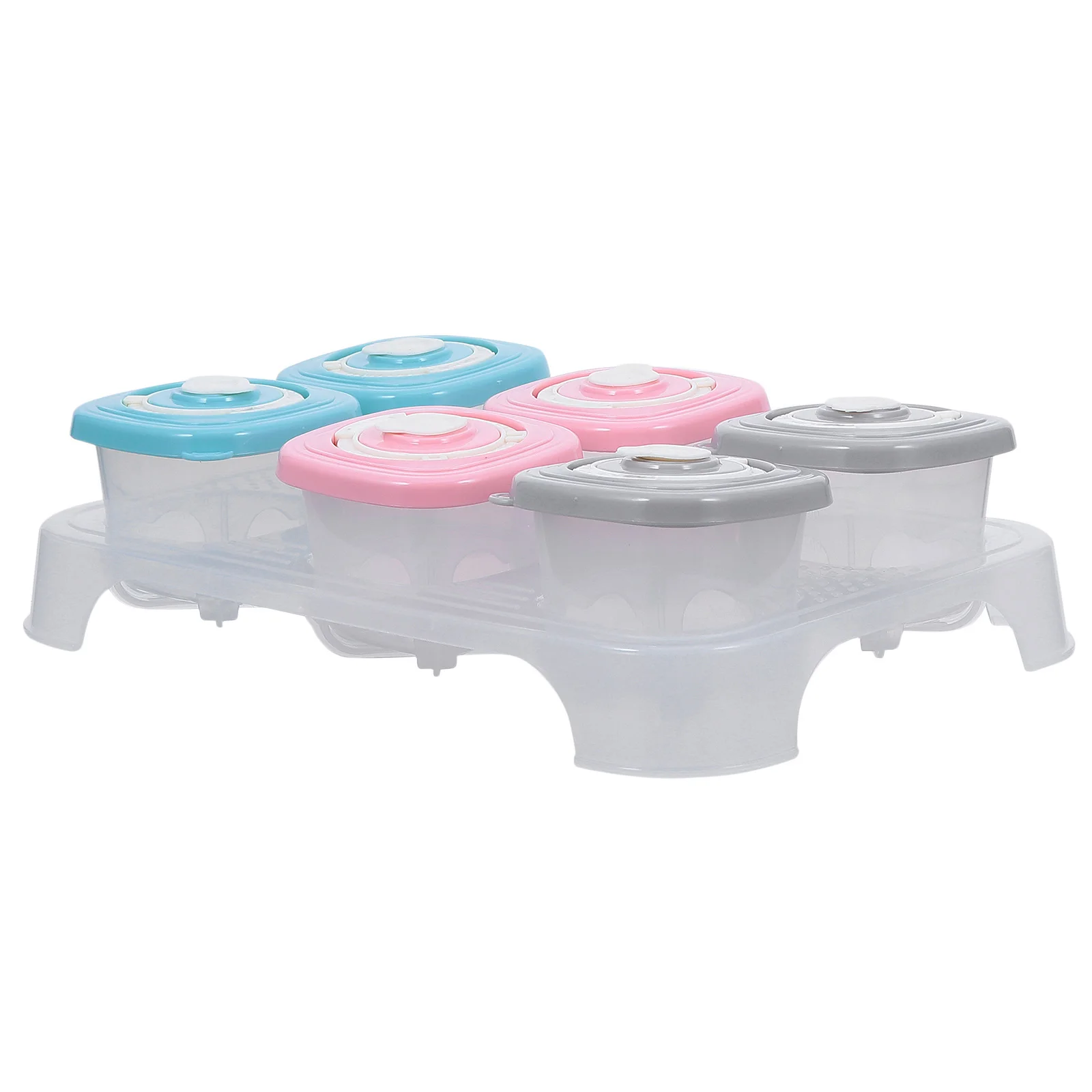 Set di scatole per alimenti per bambini da 6 pezzi Contenitore per alimenti per neonati a 6 scomparti Pp Tpe Vassoio portaoggetti in materiale siliconico Design con scanalatura profonda