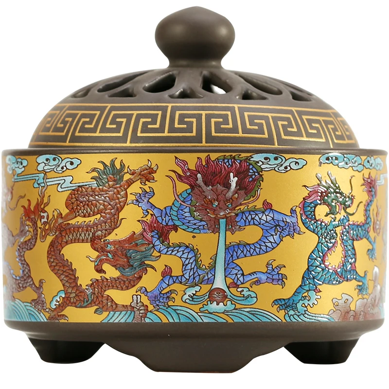 

Enamel Color Sandalwood Coil and Incense Burner Home Indoor Soothing Aromatherapy Indoor Incense Burner Ceramic Kowloon Lotus