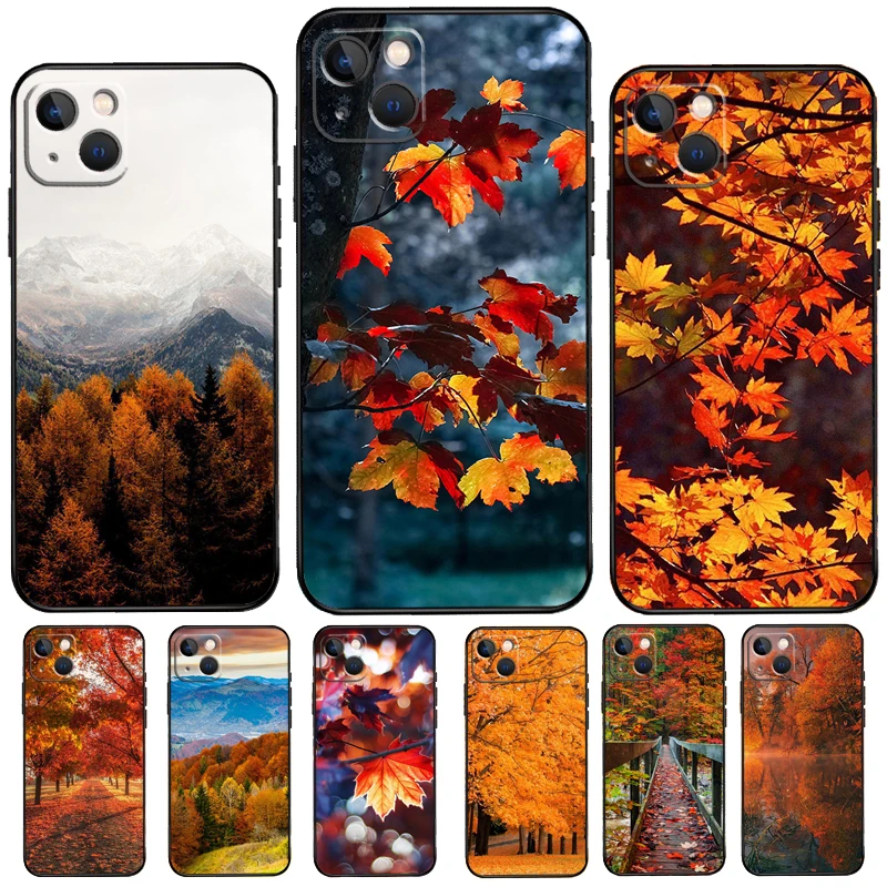 Autumn Leaves Phone Case For iPhone 11 14 Pro Max 12 Mini X XS XR 7 8 Plus SE 2020 13 Pro Max Soft Cover