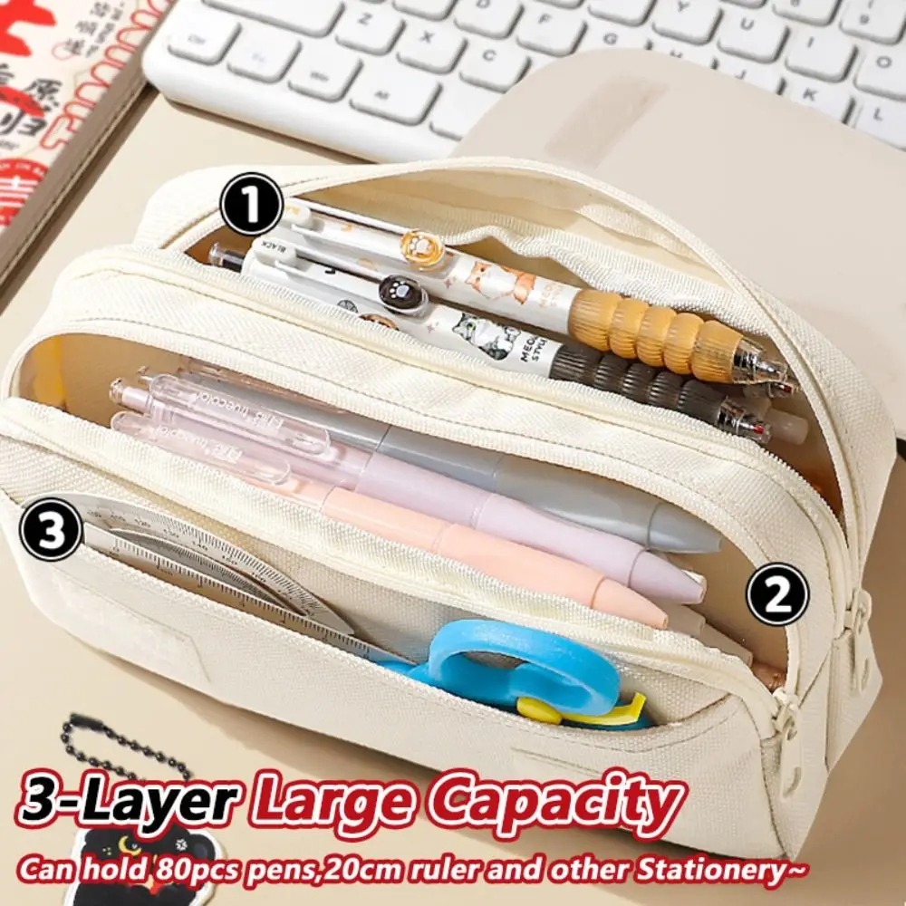 Black Cat Decompression Pen Bag 3D Decompression Three-Layer Stationery Bag Large Capacity Handheld Stationery Organizer