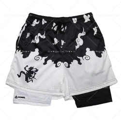 Anime Shorts 2 In1 Shorts Gym Fitness Print Men's Summer Casual Mesh Quick Dry Sports Shorts