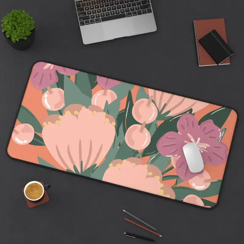 Floral Art Mouse Pad, Non-slip Waterproof Gaming Mouse Pad, Office Gaming Desk Decoration Mat, Perfect Gift for Friends.