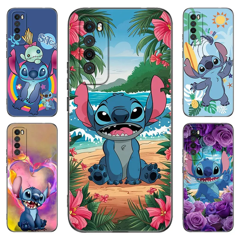 Disney Cartoon Stitch Black Phone Case For Huawei Nova 5 7 10 Pro 6 9 SE Y70 Plus 4 5i 7i 8i Honor Y5P Y6P Y6S Y7A Y7P Y8P