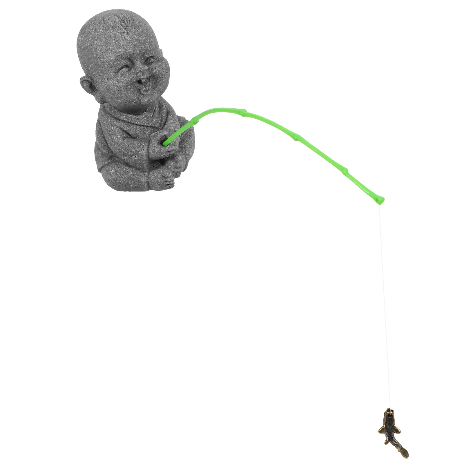 

1Set Fisherman Statue Sandstone Miniature Fishing Sculpture Aquarium Decor Fairy Garden Desktop Ornament Relaxing Home Office