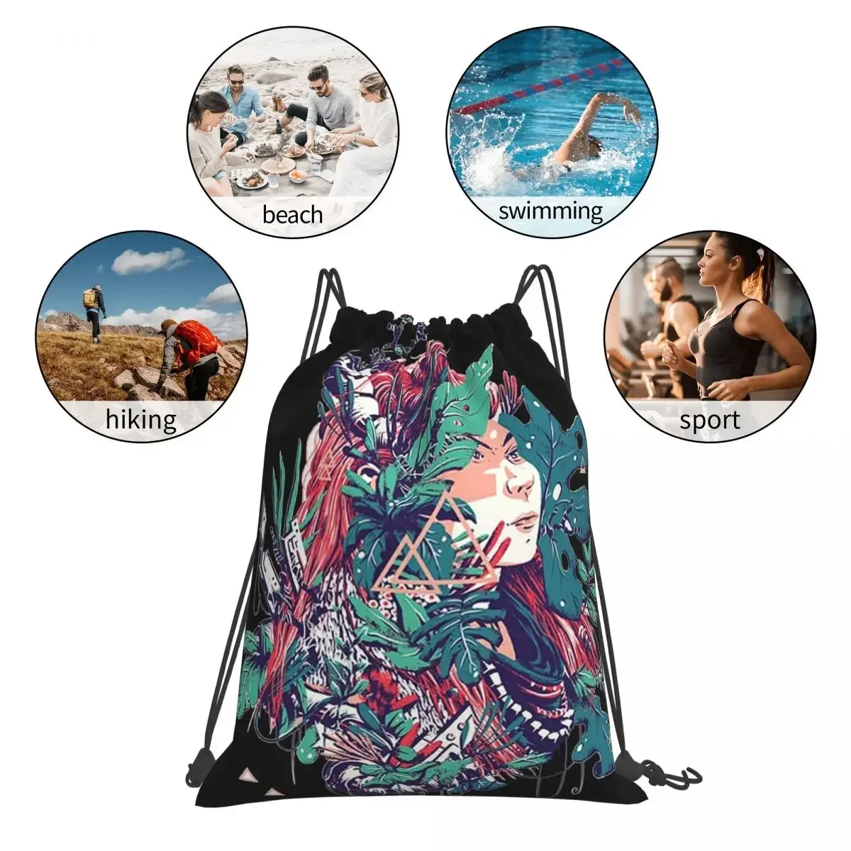 Horizon Forbidden West-mochila portátil con cordón para hombre y mujer, bolso de bolsillo para zapatos, bolsa de libros para estudiantes