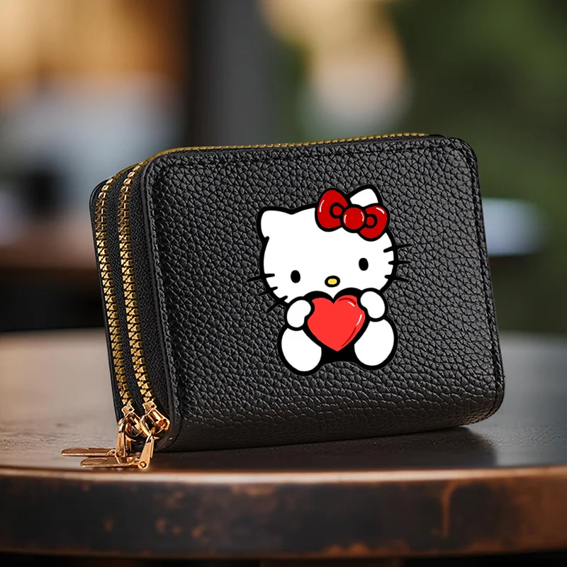 Hello Kitty korte portemonnee met kaartsleuven, portemonnee met dubbele ritssluiting - creditcardhouder met grote capaciteit en munt in verschillende kleuren