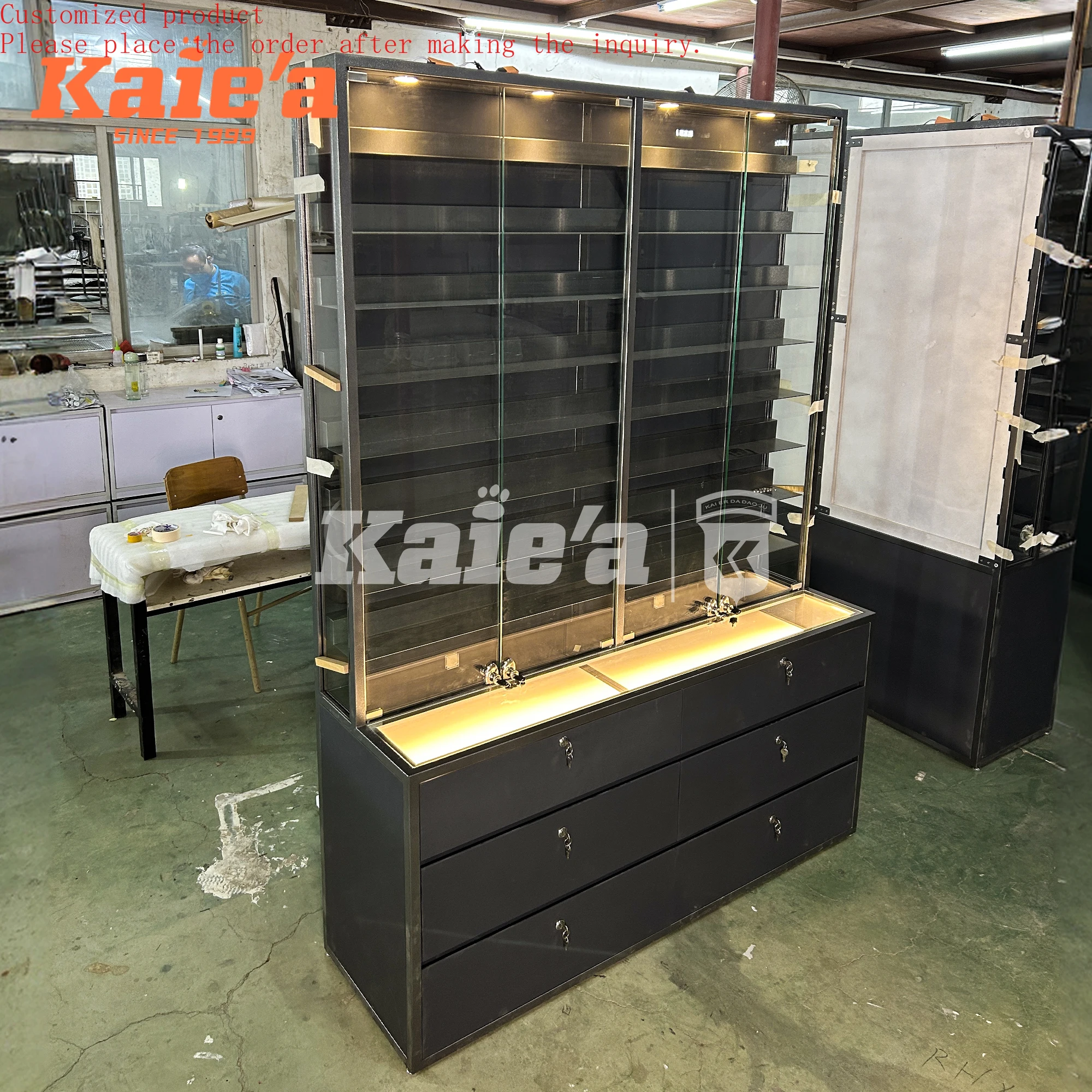 

Modern Luxury Mdf Jewelry Watch Shop Furniture Wall Display Shelves Counter Design Jewelri Showcase for Shopping Mall
