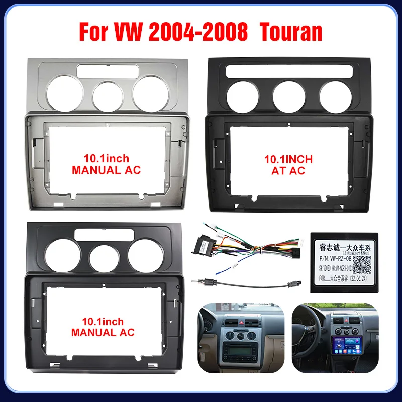 10.1inch Car Radio Stereo Android GPS Multimedia Radio Fascia Panel Dashboard Frame Kit For VW Touran 2004-2008