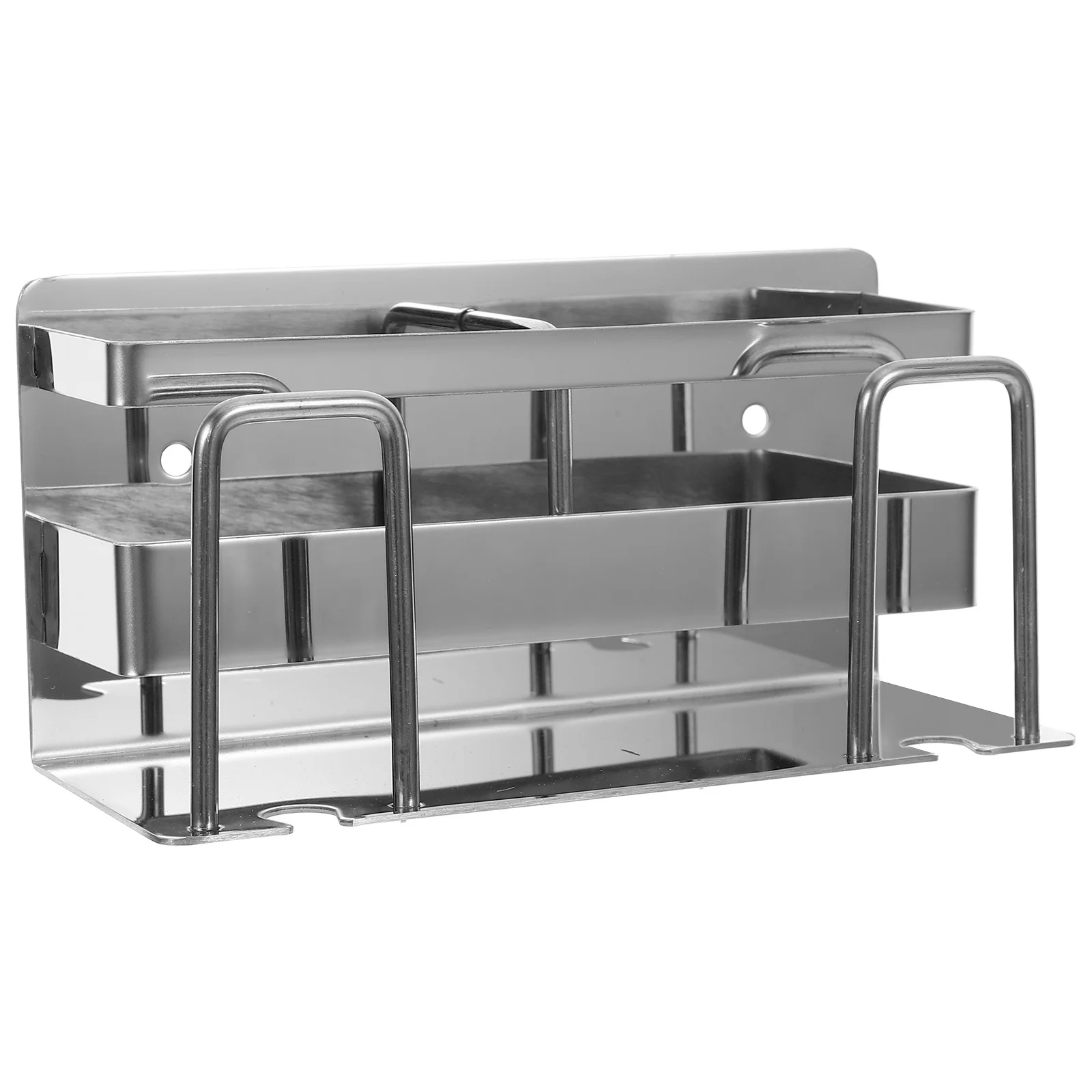 

Stainless Steel Toothbrush Holder Wall Mounting Bathroom Organizer No Drill Needed Multi-Functional Storage Rack