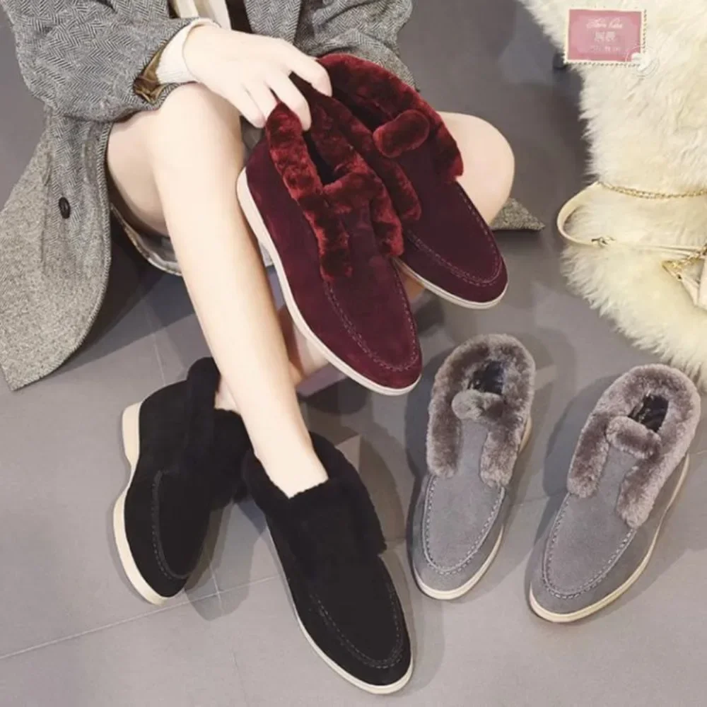 

High quality LP foot on real wool women's cotton shoes, comfortable and versatile, genuine leather loafers