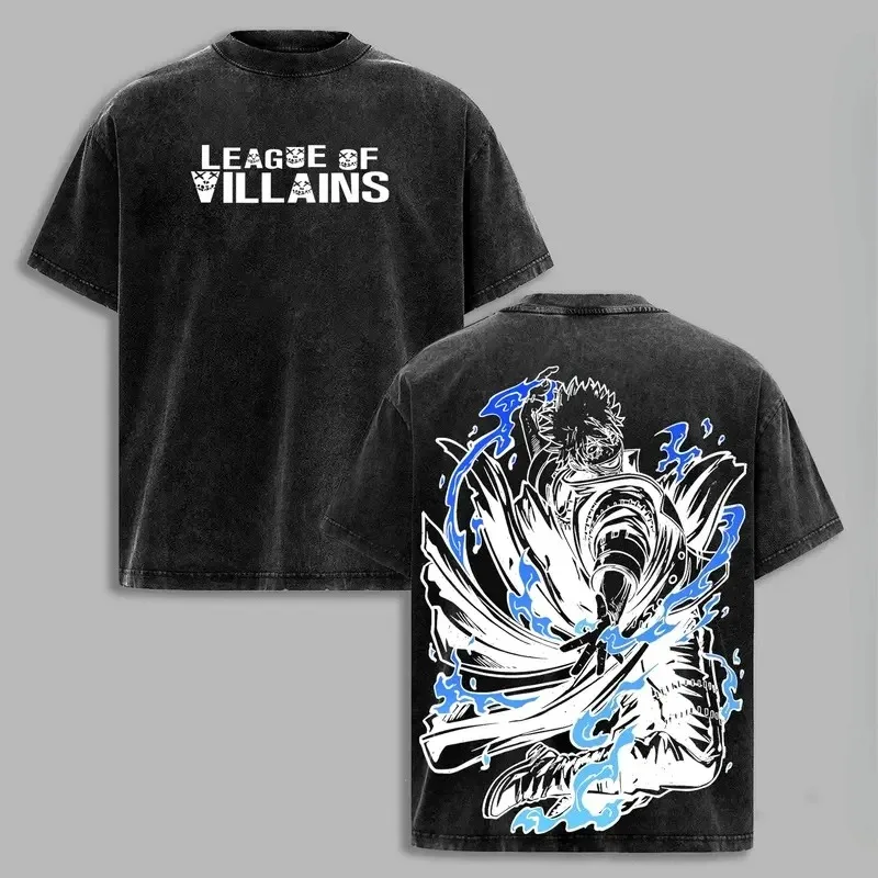 حار مانغا دابي كول الجرافيك تي شيرت بطلي الأكاديمية أنيمي غسلها المتضخم تي شيرت الرجال النساء غسلها خمر فضفاض منتج ساخن #1