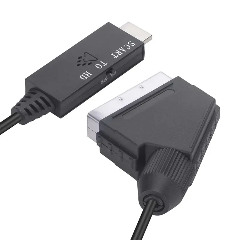 Superior Scart Male To HD Female 1080P -Compatible Converter For Enhanced Visuals On HDTV/DVD/PC, 1M