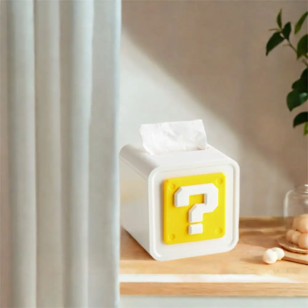 

Minimalist Square Tissue Box Dustproof Plastic Paper Holder with Decorative Sticker Cartoon Paper Drawer Living Room