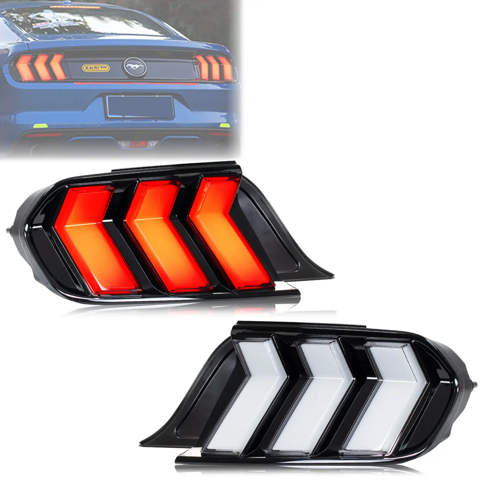 

LED Tail Lights for Ford Mustang 2015-2022 Facelift Sequential Rear Lamps 6 Modes Signal Start-up Animation Kit Assembly