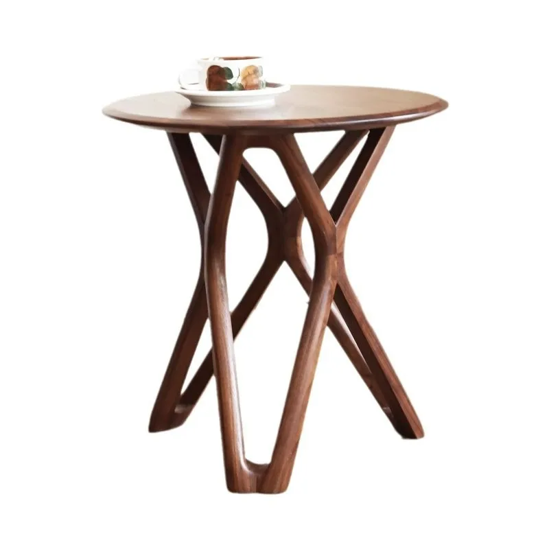 

North American black walnut edge few Nordic solid wood sofa corner few living room small coffee table round side table log round