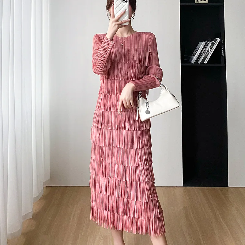 

Miyake temperament high-end fashion dress women's new pleated slim and age-reducing cake skirt in the summer of 2024