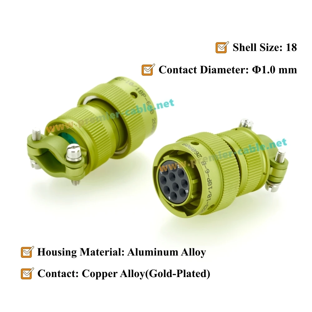 ZH23 Series 10 Pin Female Plug with Straight Clamp Cable Tail, ZH23-10/18P-6-B, СНЦ23-10/18P-6-B, SNTs23-10/18R-6-V