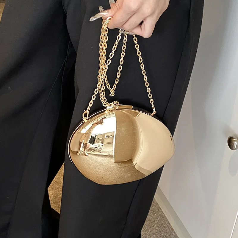 Golden Acrylic Women Hobo Bags Luxury Designer Clear Beach Handbags Dinner Party Wedding Round Top Handle Evening Clutch Purse