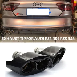 Car Exhaust Tip Carbon Fiber Car Exhaust Pipe For Audi A6 A7 A5 A4 A3 Up RS3 RS4 RS5 RS6 RS7 Look Tailpipe Muffler Tip Nozzle