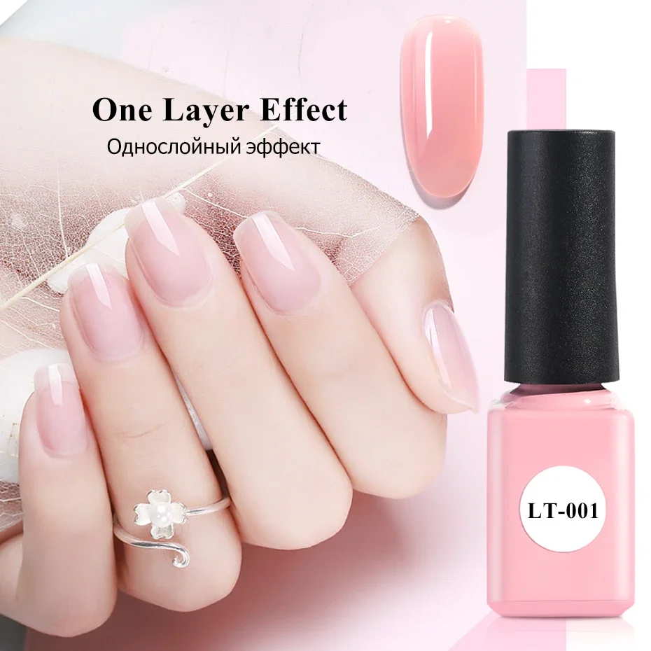 ยาทาเล็บเจลโปร่งแสง Nude สีชมพูสีแดงกึ่งถาวร UV Primer Top Coat JILT01-06