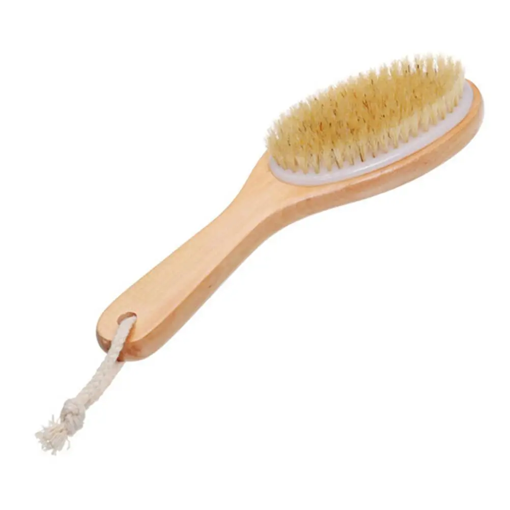

Wooden Bath Body Scrubber 25x7cm Natural Bristle Exfoliating Foot Knee Body Massage Brush Leg Massage Shower Tool