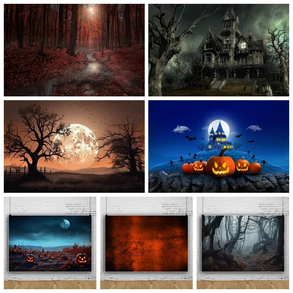 Foggy Forest Halloween Background Photography Night Party Scene Background Photography Studio Photoshoot Banner Poster