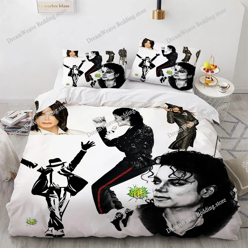 

3D Printed Michael Jackson Bedding Set,Pink Quilt Duvet,Star Peripheral Family Decoration Home Warm Textile Cover Bedclothes Set