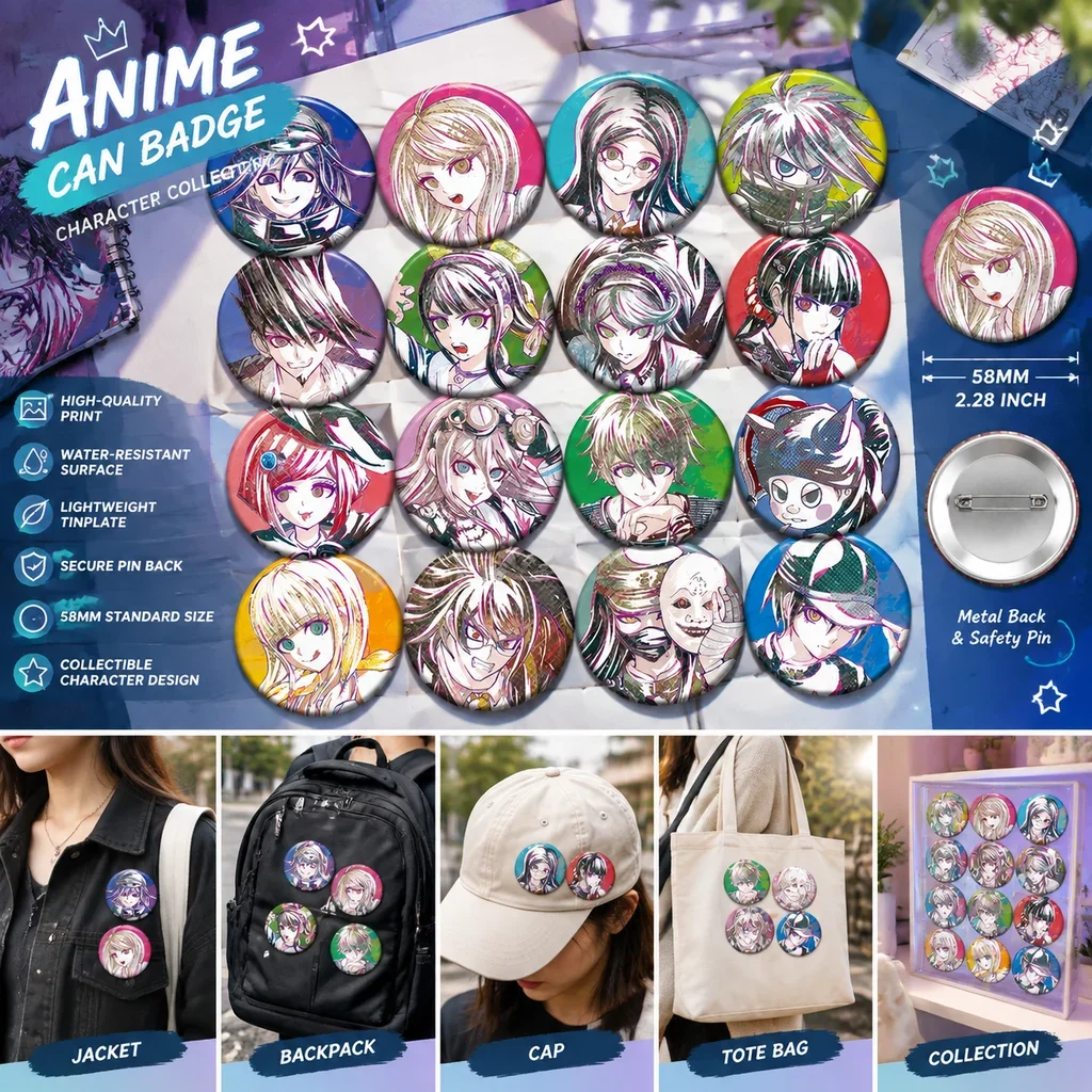V3 Kokichi Oma Badge Brooch Pin Anime Cosplay Accessory In Stock E Style Metal Button Pins Jewelry Gift for Fans