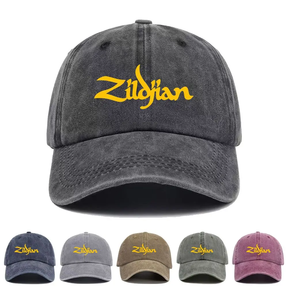 Vintage Washed Baseball Cap Zildjian Print Graphic Unisex Streetwear Casual Trucker Style Summer Cotton Sun Hat