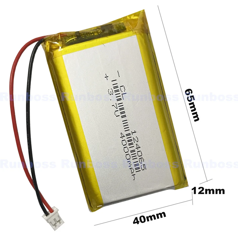 1-10PCS3.7V 4000mAh 124065 Polymer Lithium Battery PH2.0mm 2P Plug For MP3 Smart Lock Hand Warmers Camera Driving Recorder Radio