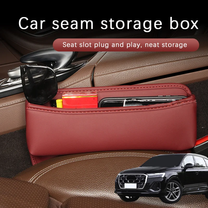 

Leather Car Seat Gap Organizer Multifunction Console Storage Box Car Interior Storage Pocket For Audi Q7 Decorative Accessories