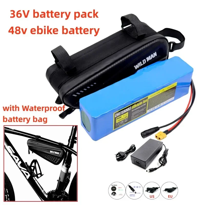 

36V 48V 10Ah 18650 Rechargeable Lithium Battery Pack 10S3P 13S3P 500W Power Bicycle Scooter Electric Vehicle with Waterproof Bag